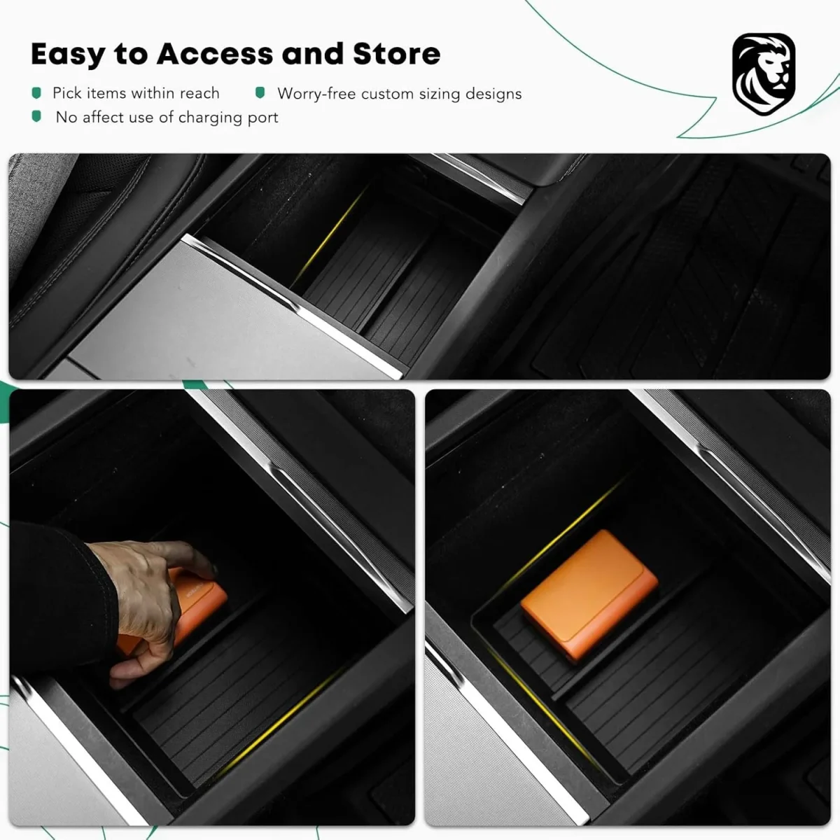 Tesla Model 3 Organizador de Console Central Highland Bandeja Inferior Antiderrapante com Encaixe Personalizado - Image 6