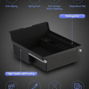 Tesla Model Organizador frontal para console central 3/Y com portas USB e retorno por mola.