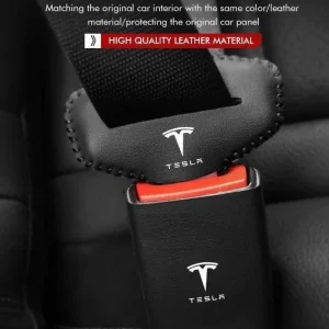 Tesla Model Protetor antirriscos para fivela de cinto de segurança de carro YSX com logotipo da Tesla (3 unidades)