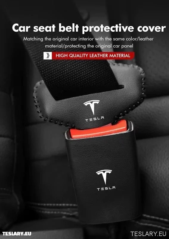 Tesla Model Protetor antirriscos para fivela de cinto de segurança de carro YSX com logotipo da Tesla (3 unidades)
